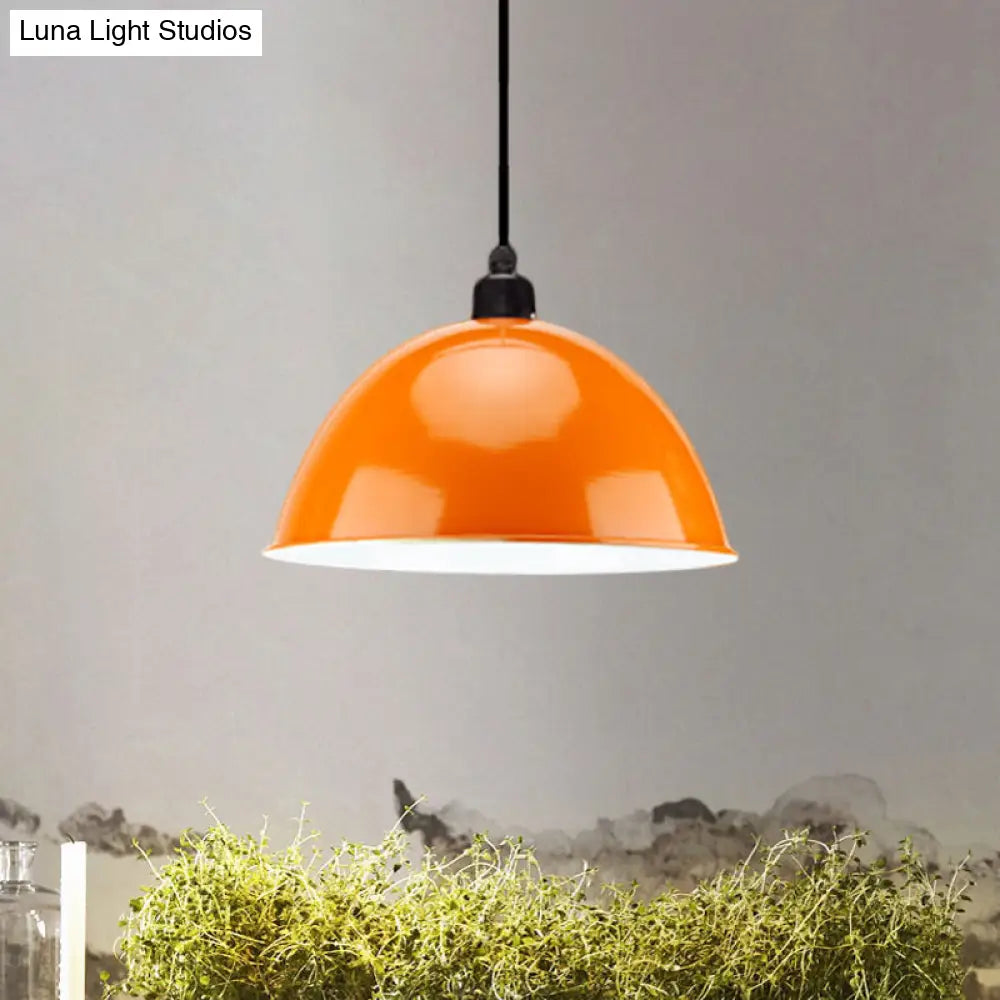 Metal Black/Gray Suspension Pendant Light 1-Bulb Industrial Dome Shade For Dining Room 12’/14’ W