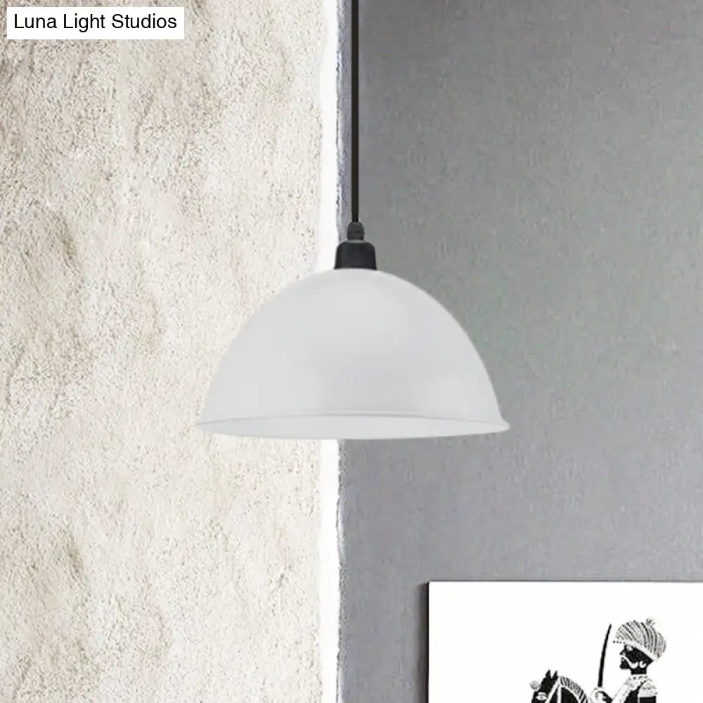 Industrial Style Metal Suspension Lamp With Dome Shade - Black/Gray 1 Bulb Pendant Light For Dining