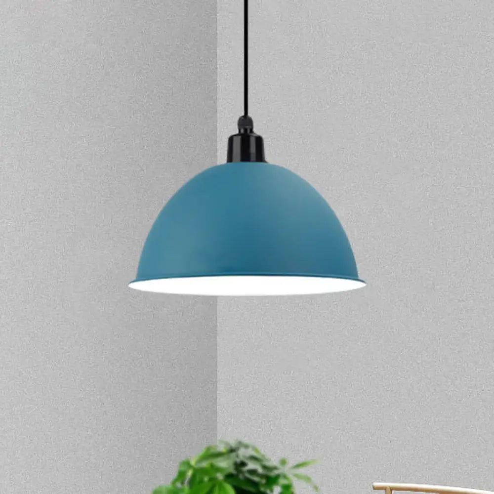 Metal Black/Gray Suspension Pendant Light 1-Bulb Industrial Dome Shade For Dining Room 12’/14’