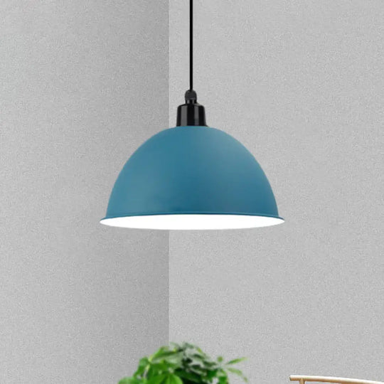 Metal Black/Gray Suspension Pendant Light 1-Bulb Industrial Dome Shade For Dining Room 12’/14’