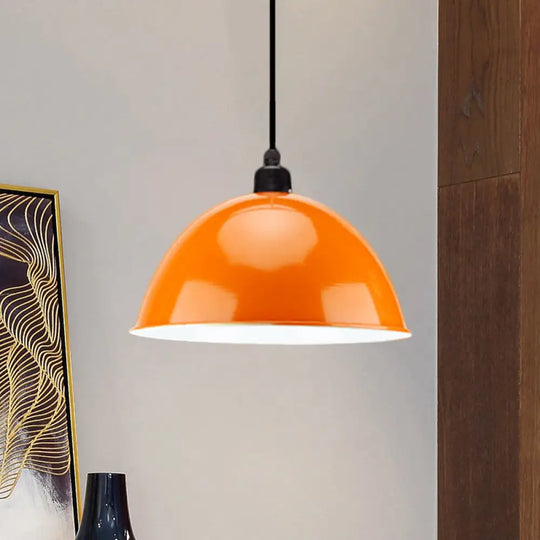 Metal Black/Gray Suspension Pendant Light 1-Bulb Industrial Dome Shade For Dining Room 12’/14’