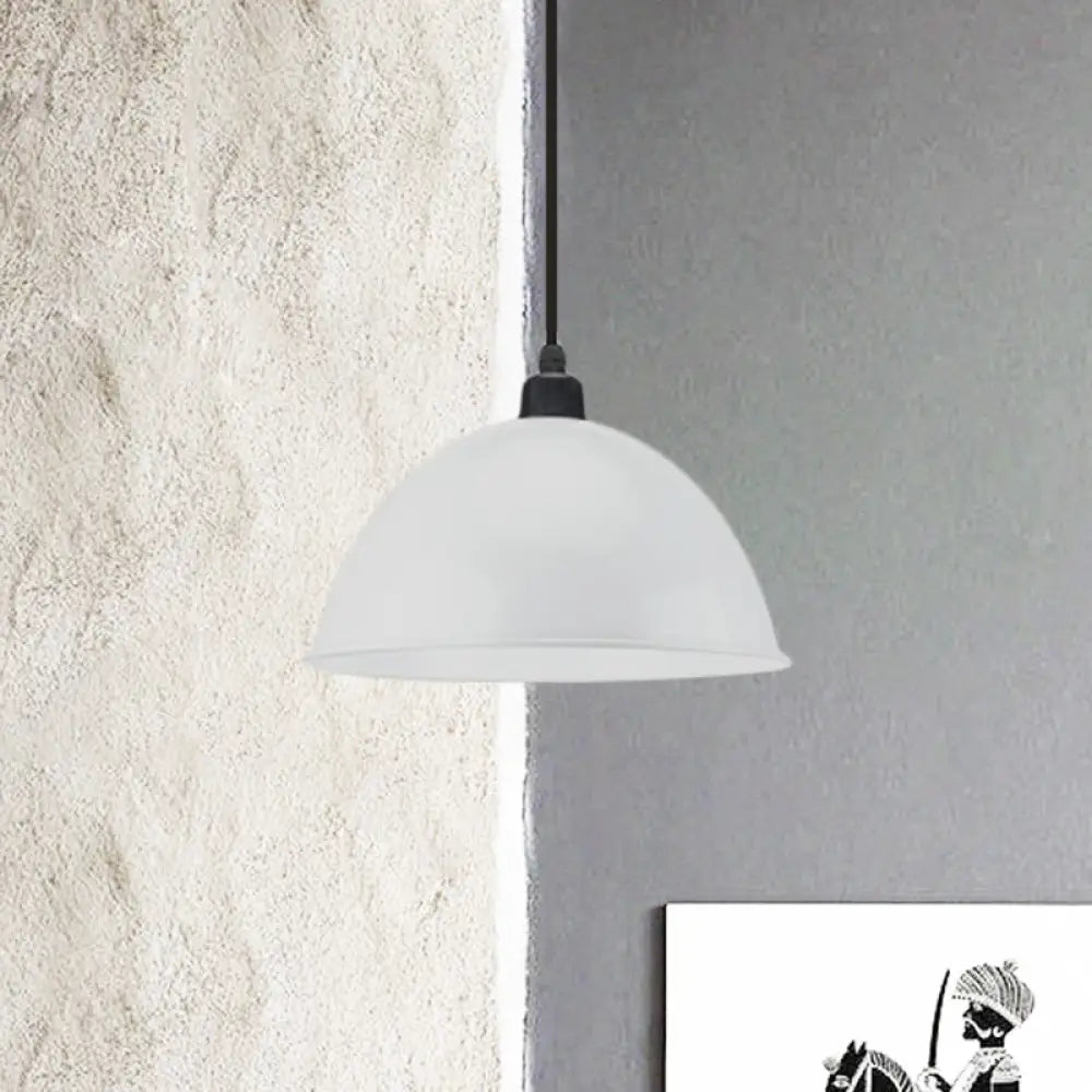 Metal Black/Gray Suspension Pendant Light 1-Bulb Industrial Dome Shade For Dining Room 12’/14’