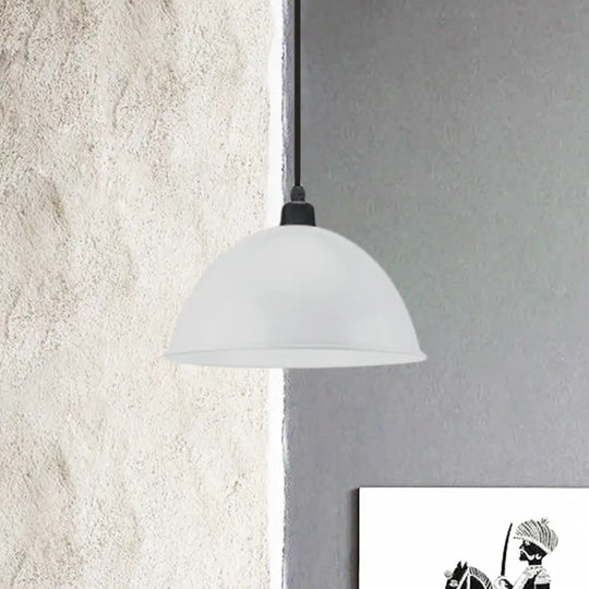 Metal Black/Gray Suspension Pendant Light 1-Bulb Industrial Dome Shade For Dining Room 12’/14’