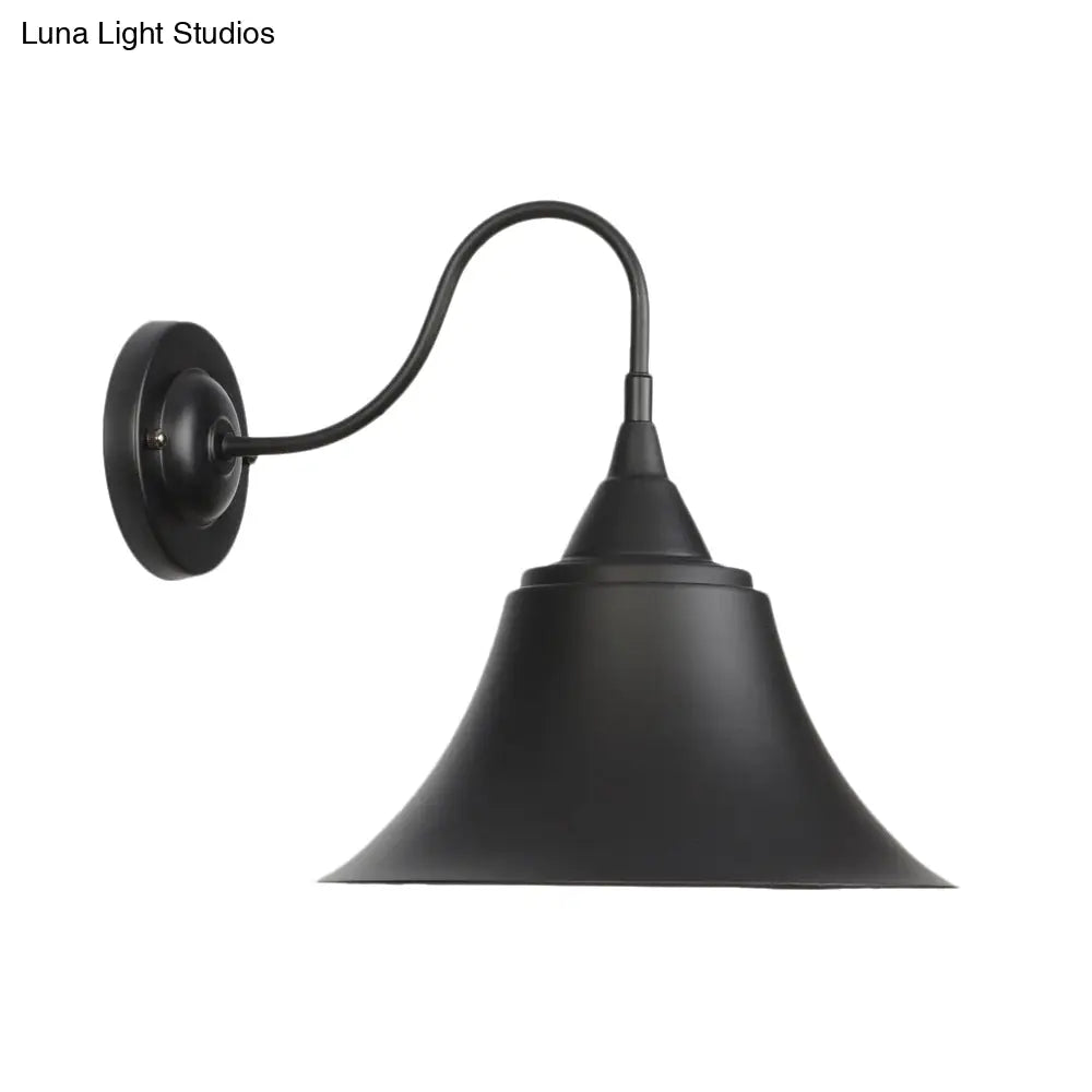 Metal Black/Rust Sconce Light With Gooseneck - Industrial Wall Mounted Lighting