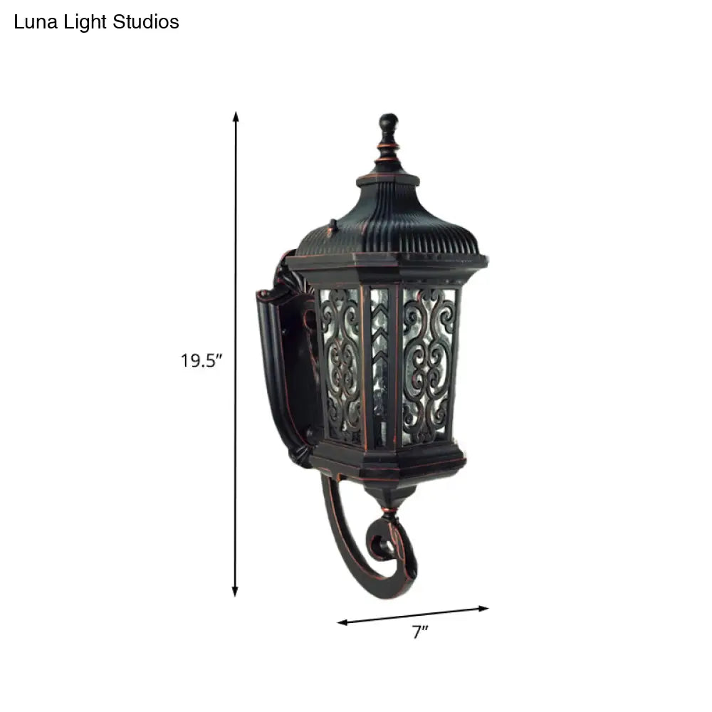 Metal Black Wall Mount Lantern For Courtyard - Single Head Lodge Lamp Fixture Up/Down Lighting