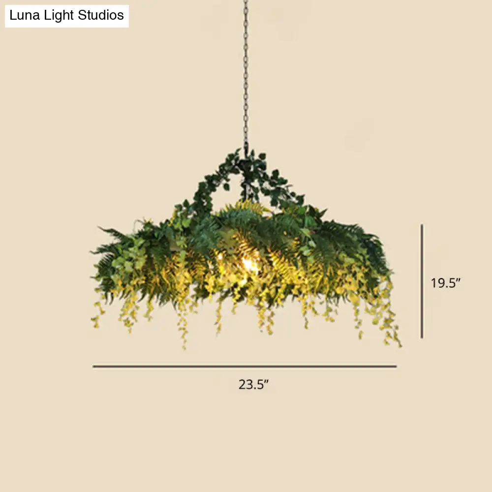 Modern Industrial Hanging Metal Chandelier For Restaurants - Artificial Botanic Led Light Fixture