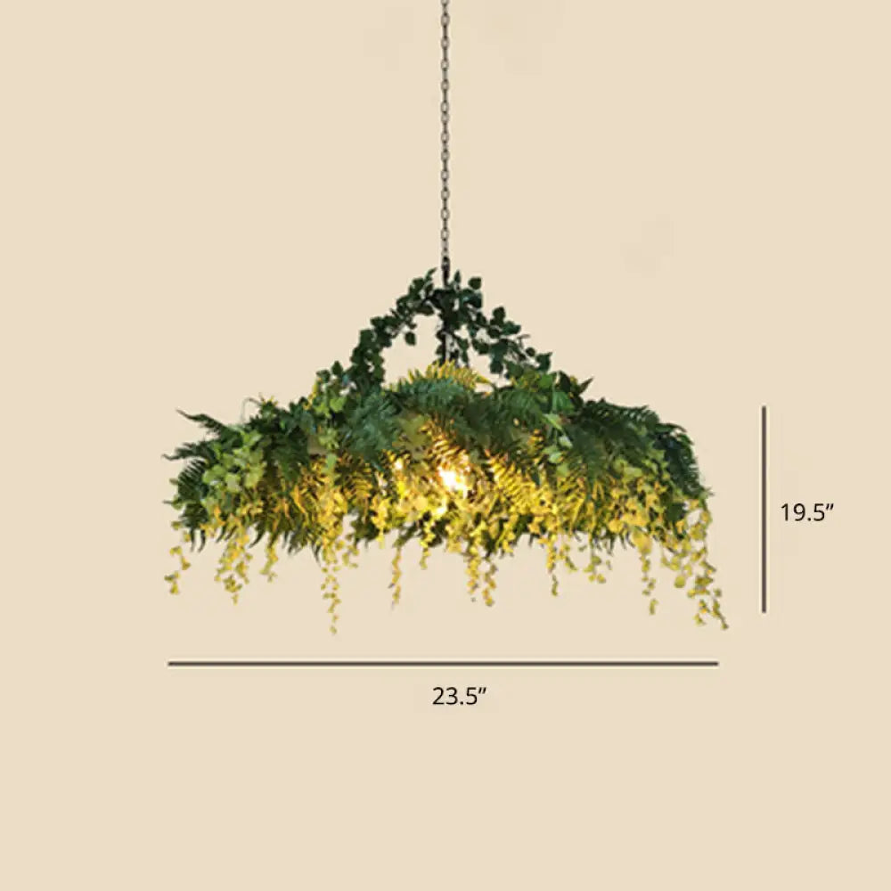 Metal Botanic Hanging Chandelier For Industrial Restaurant Lighting Green