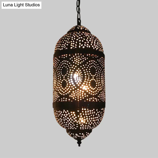 Metal Brass Hanging Lamp Arab Pendant Ceiling Light - Oval/Spot/Double Ring Pattern 1-Head