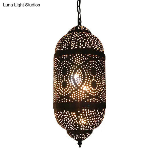 Metal Brass Hanging Lamp Arab Pendant Ceiling Light - Oval/Spot/Double Ring Pattern 1-Head