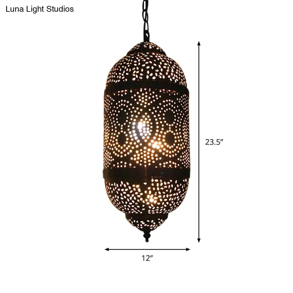 Metal Brass Hanging Lamp Arab Pendant Ceiling Light - Oval/Spot/Double Ring Pattern 1-Head