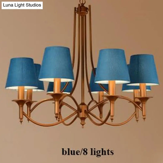 Metal Bronze Chandelier 6/8 Heads For Living Room 8 Heads Blue Ceiling Light