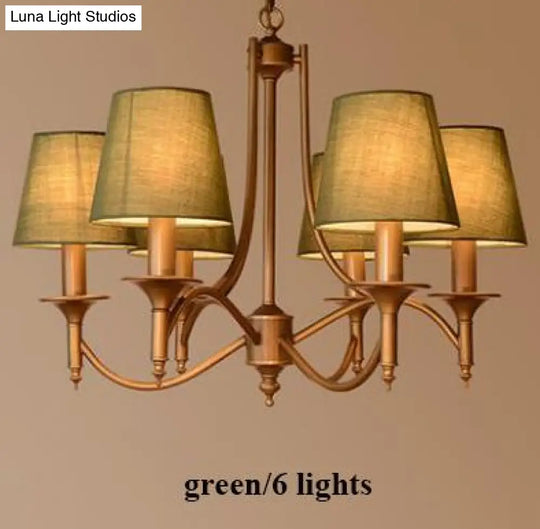 Metal Bronze Chandelier 6/8 Heads For Living Room 6 Heads Green Ceiling Light