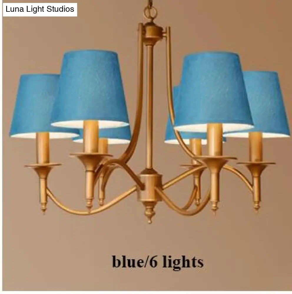 Metal Bronze Chandelier 6/8 Heads For Living Room 6 Heads Blue Ceiling Light