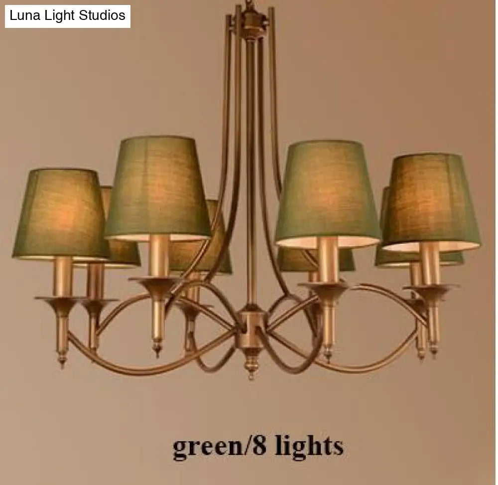 Metal Bronze Chandelier 6/8 Heads For Living Room 8 Heads Green Ceiling Light