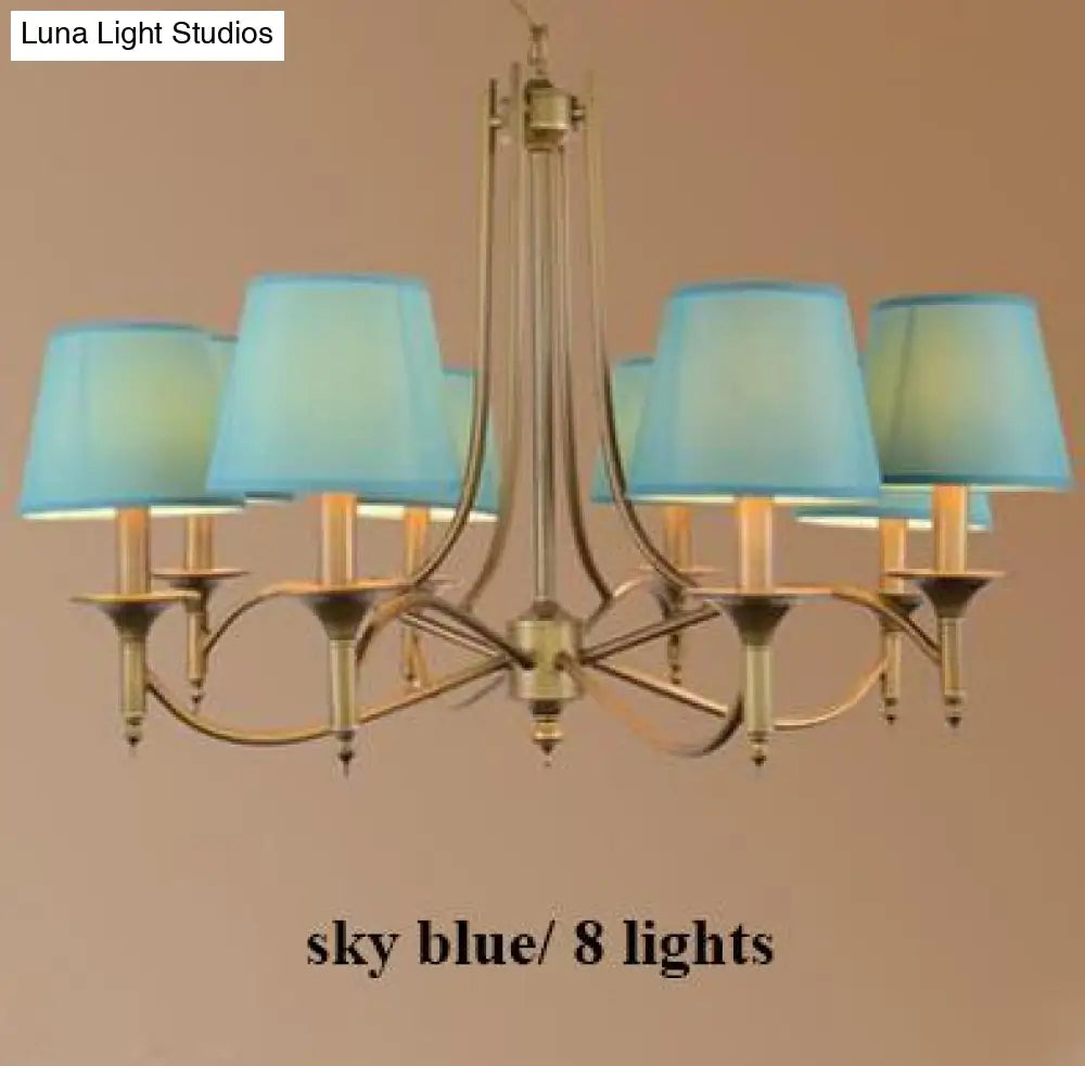 Metal Bronze Chandelier 6/8 Heads For Living Room 8 Heads Sky Blue Ceiling Light