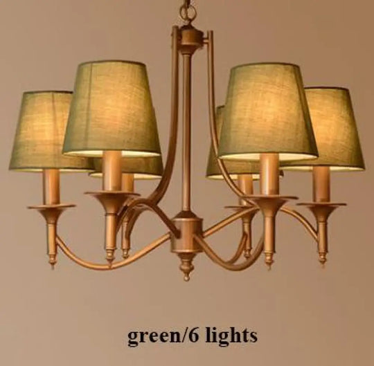 Metal Bronze Chandelier 6/8 Heads For Living Room 6 Heads Green Ceiling Light