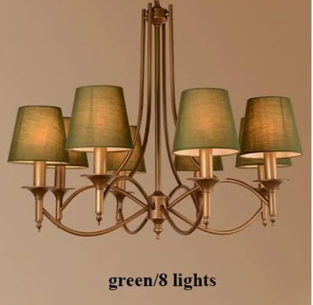 Metal Bronze Chandelier 6/8 Heads For Living Room 8 Heads Green Ceiling Light