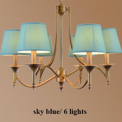 Metal Bronze Chandelier 6/8 Heads For Living Room 6 Heads Sky Blue Ceiling Light