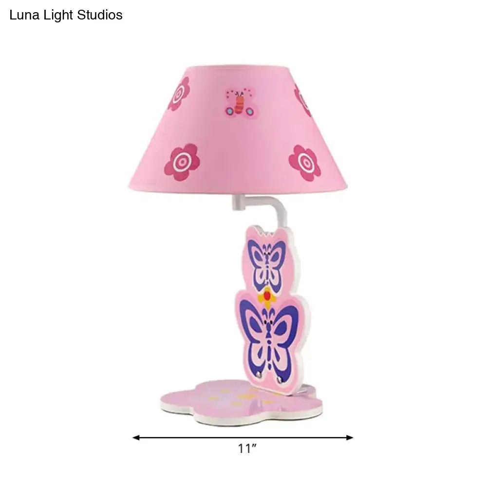 Metal Butterfly Desk Lamp In Pink For Child Bedroom