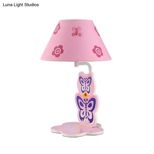 Metal Butterfly Desk Lamp In Pink For Child Bedroom