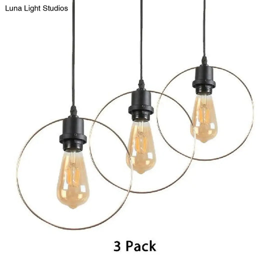 Metal Caged Pendant Lighting - Farmhouse Style Hanging Lamp 1 Light Black (1/3-Pack) / G 3