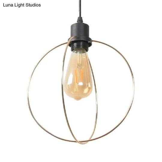 Metal Caged Pendant Lighting - Farmhouse Style Hanging Lamp 1 Light Black (1/3-Pack) / F