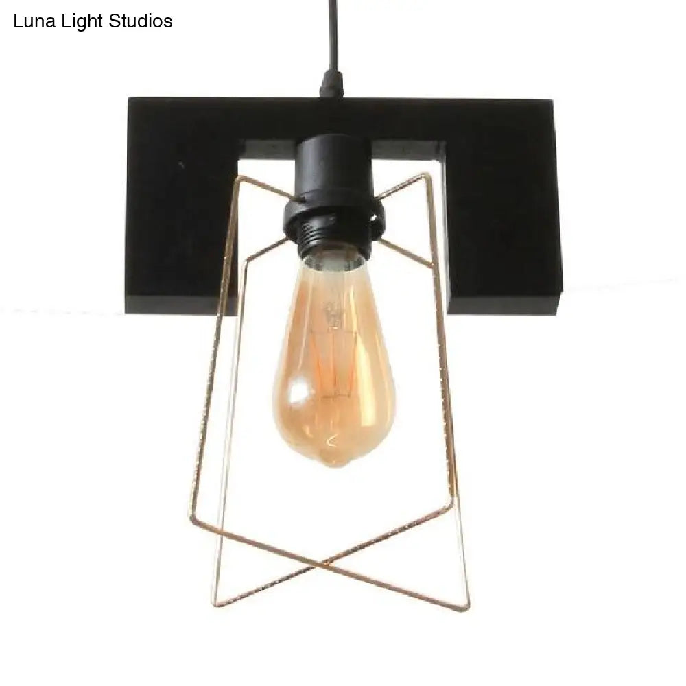 Metal Caged Pendant Lighting - Farmhouse Style Hanging Lamp 1 Light Black (1/3-Pack) / C