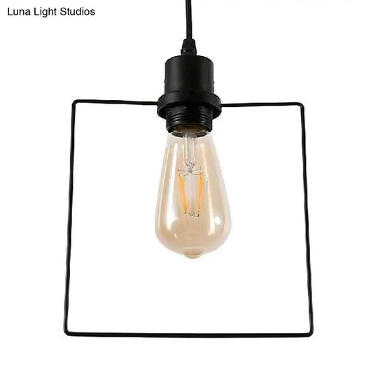 Metal Caged Pendant Lighting - Farmhouse Style Hanging Lamp 1 Light Black (1/3-Pack) / E