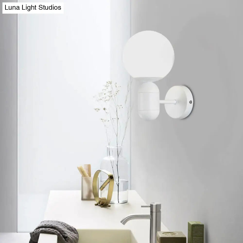 Metal Capsule Sconce Light With Globe Shade - Macaron Style Wall Lamp