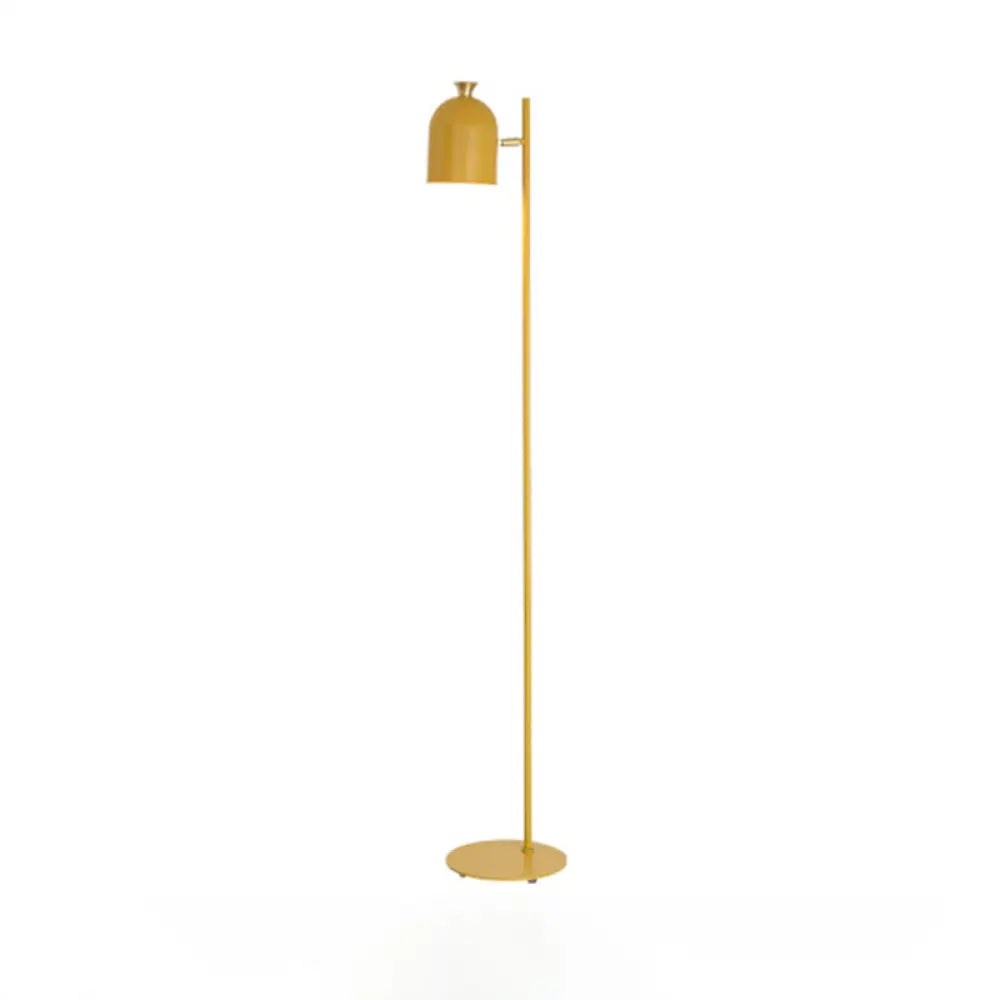 Metal Cloche Shaped Floor Lamp - Adjustable Macaron Standing Light For Living Room Yellow