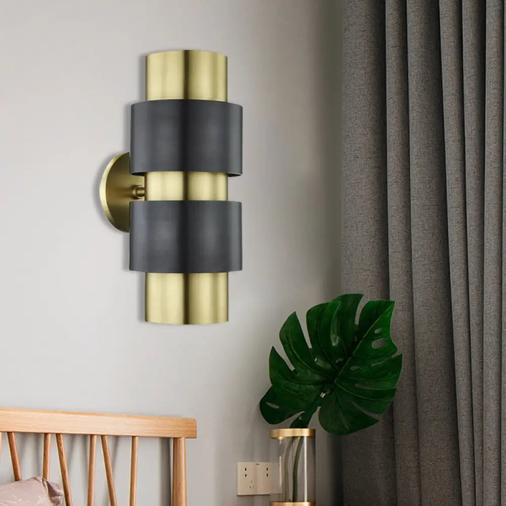 Metal Colonial Bedroom Wall Lamp - Single Light Gold/Silver Sconce Gold