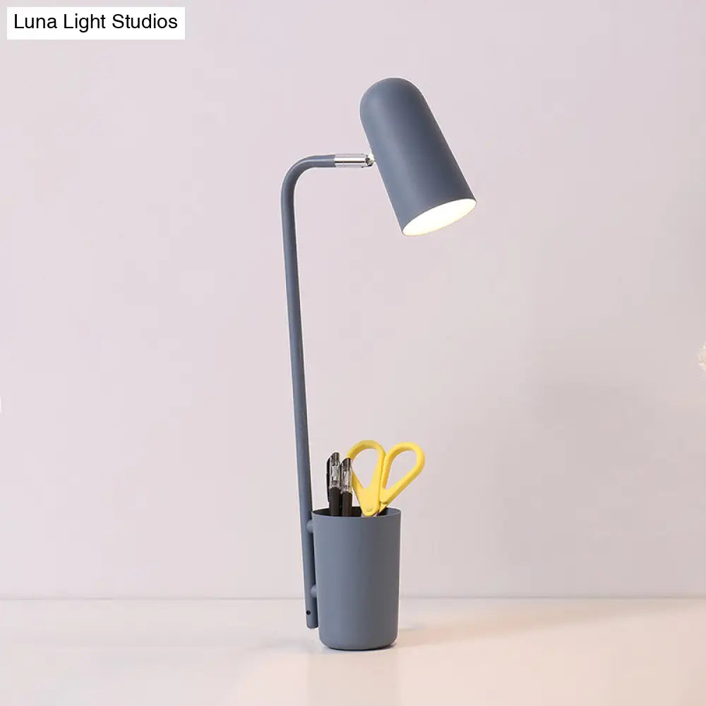 Metal Cup Desk Light - Macaron Style Reading Lamp With Pen Holder For Study Room