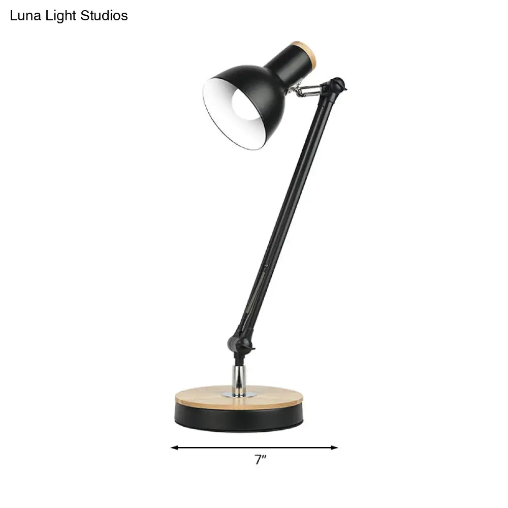 Metal Desk Lamp: Loft Style Matte Black/White Dome Shade Flexible Indoor Lighting