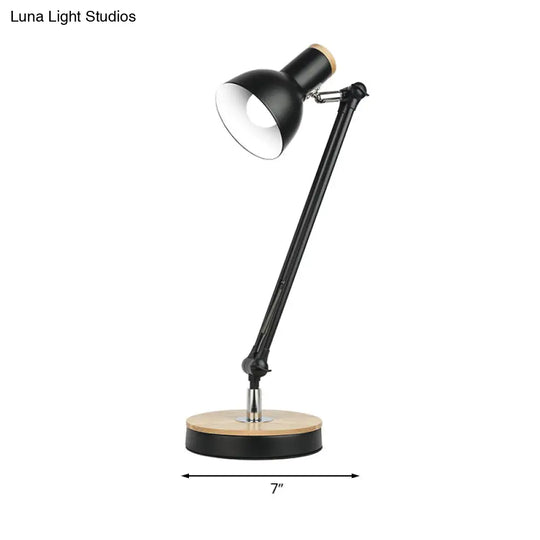 Metal Desk Lamp: Loft Style Matte Black/White Dome Shade Flexible Indoor Lighting