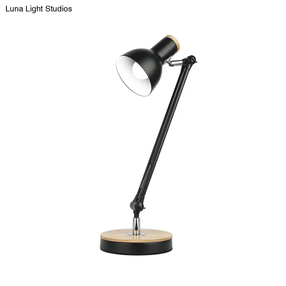 Metal Desk Lamp: Loft Style Matte Black/White Dome Shade Flexible Indoor Lighting