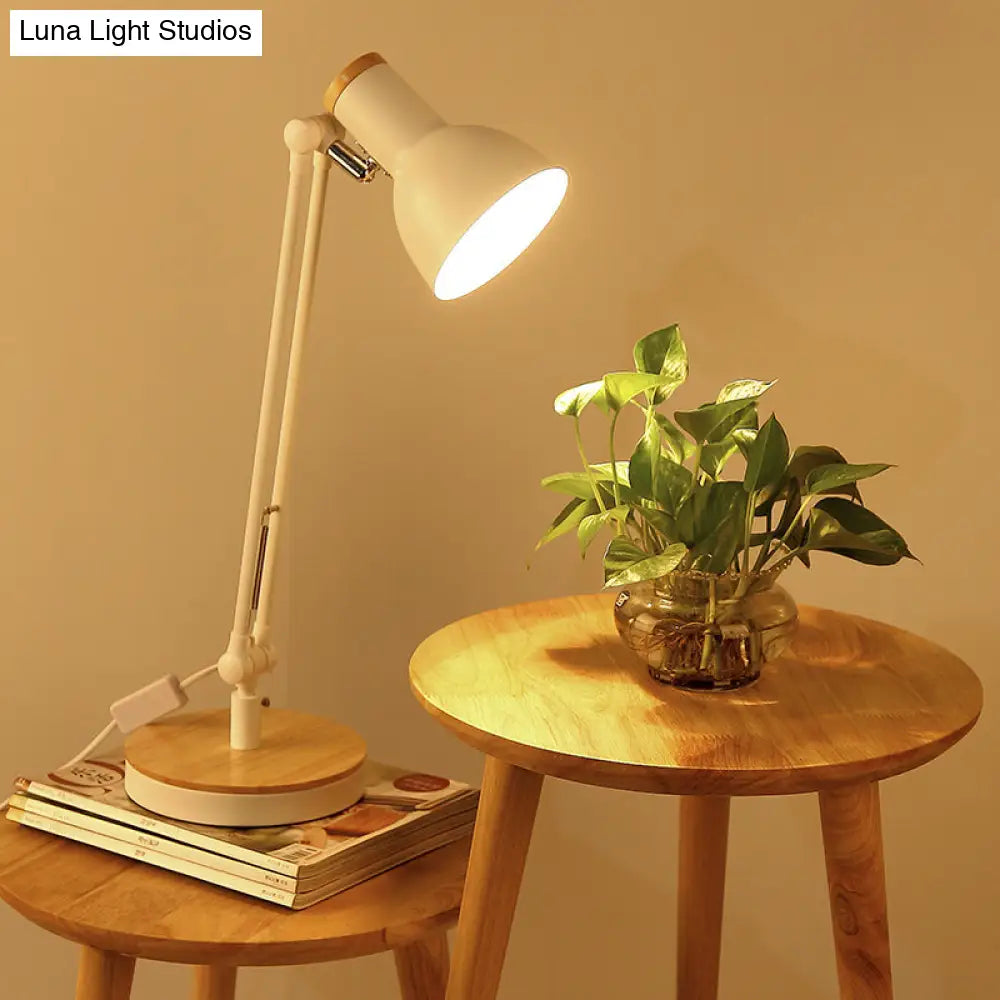 Metal Desk Lamp: Loft Style Matte Black/White Dome Shade Flexible Indoor Lighting