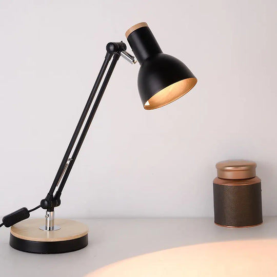 Metal Desk Lamp: Loft Style Matte Black/White Dome Shade Flexible Indoor Lighting Black