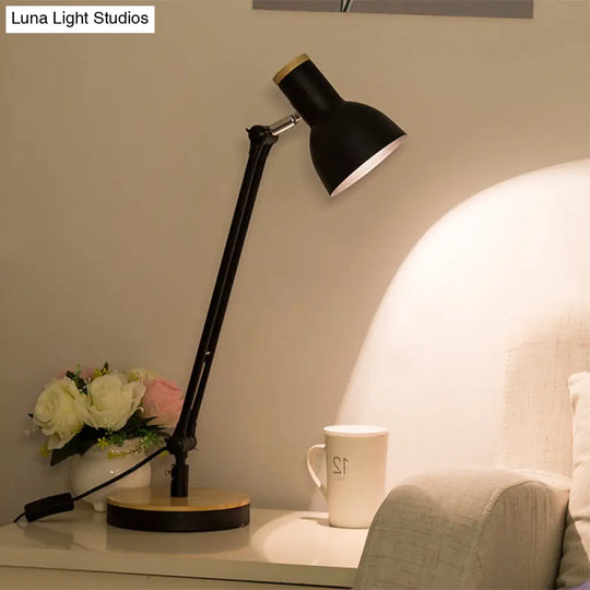 Metal Desk Lamp: Loft Style Matte Black/White Dome Shade Flexible Indoor Lighting