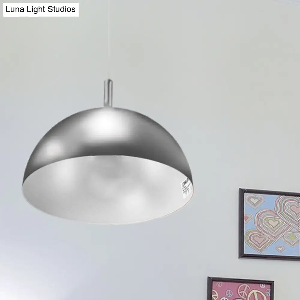 Metal Dome Ceiling Pendant Light With Simple Style Design - 1 Orange/Blue/Chrome Fixture For Dining