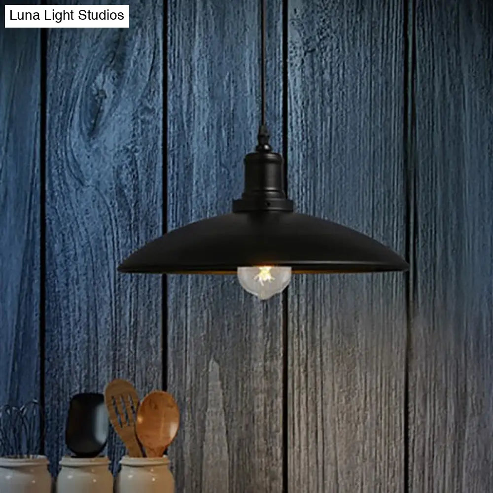 Metal Pendulum Hanging Lamp Kit - Farmhouse-Inspired 1-Light Dining Room Lighting Black