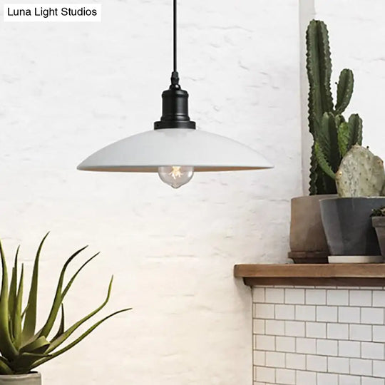 Metal Pendulum Hanging Lamp Kit - Farmhouse-Inspired 1-Light Dining Room Lighting White