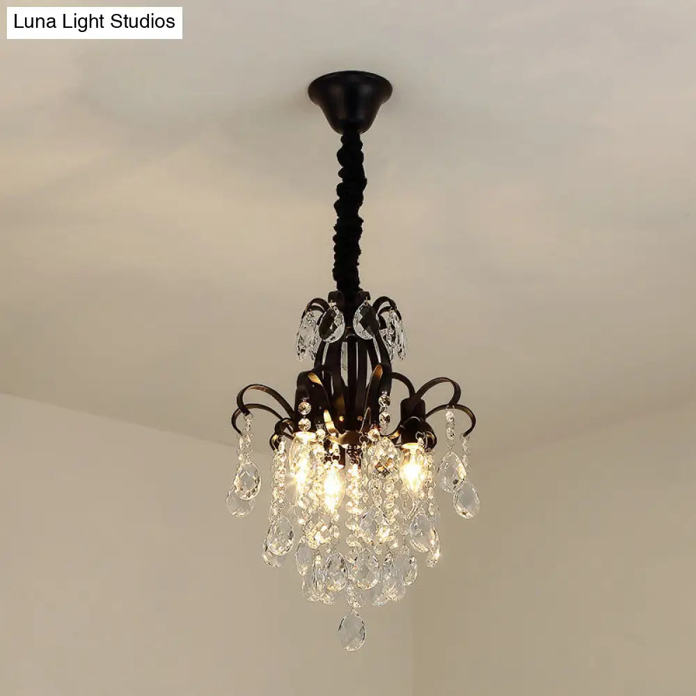 Metal Drop Pendant Chandelier With Crystal Draping - Traditional Branch Design