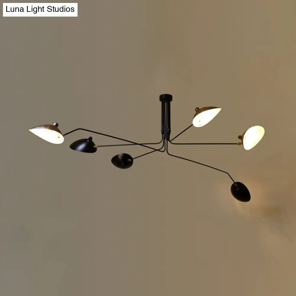 Metal Duckbill Hanging Lamp Post Modern 2/3/5 Lights Black Living Room Chandelier Light