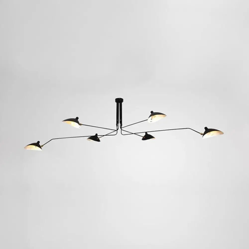 Metal Duckbill Hanging Lamp Post Modern 2/3/5 Lights Black Living Room Chandelier Light 6 / A