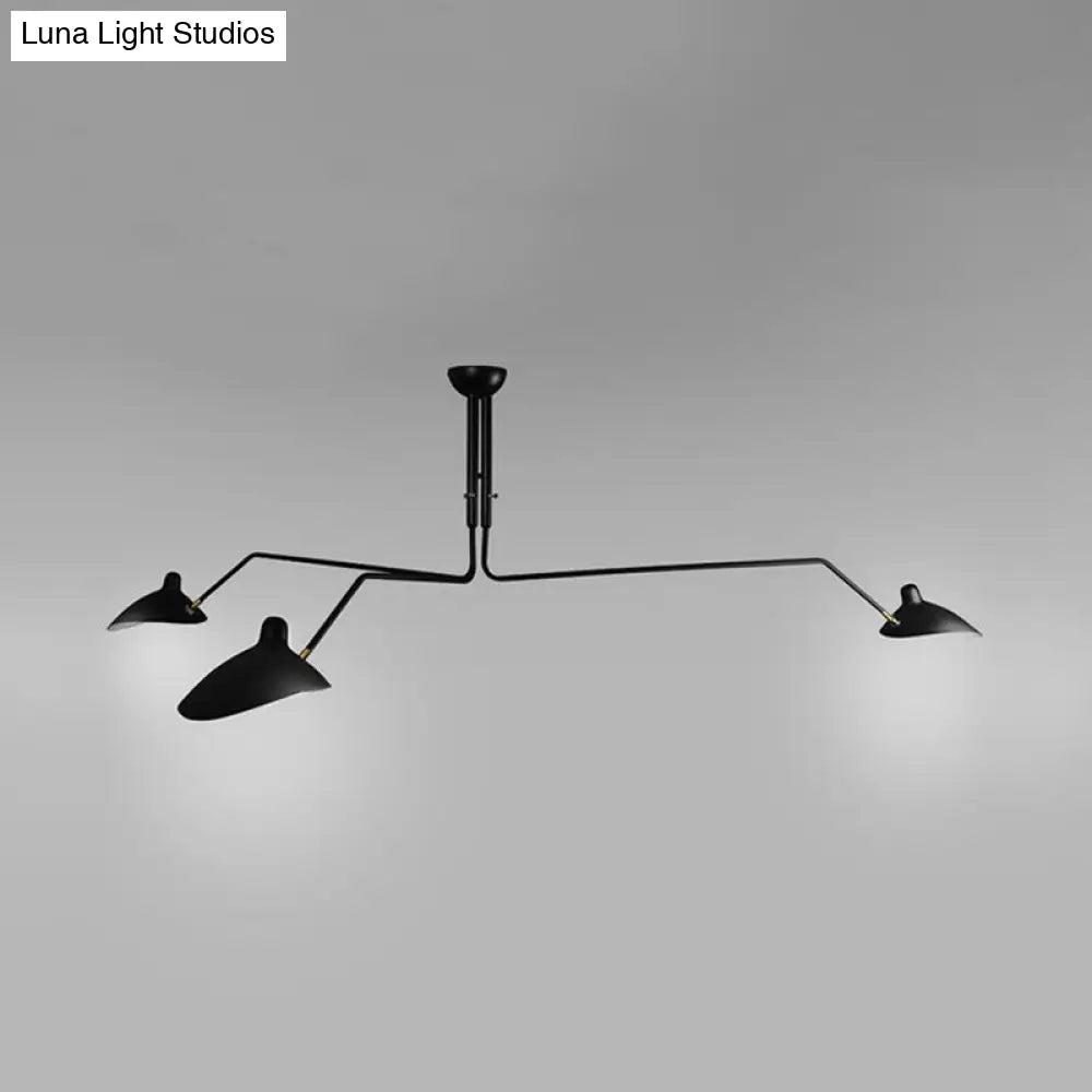 Metal Duckbill Hanging Lamp Post Modern 2/3/5 Lights Black Living Room Chandelier Light