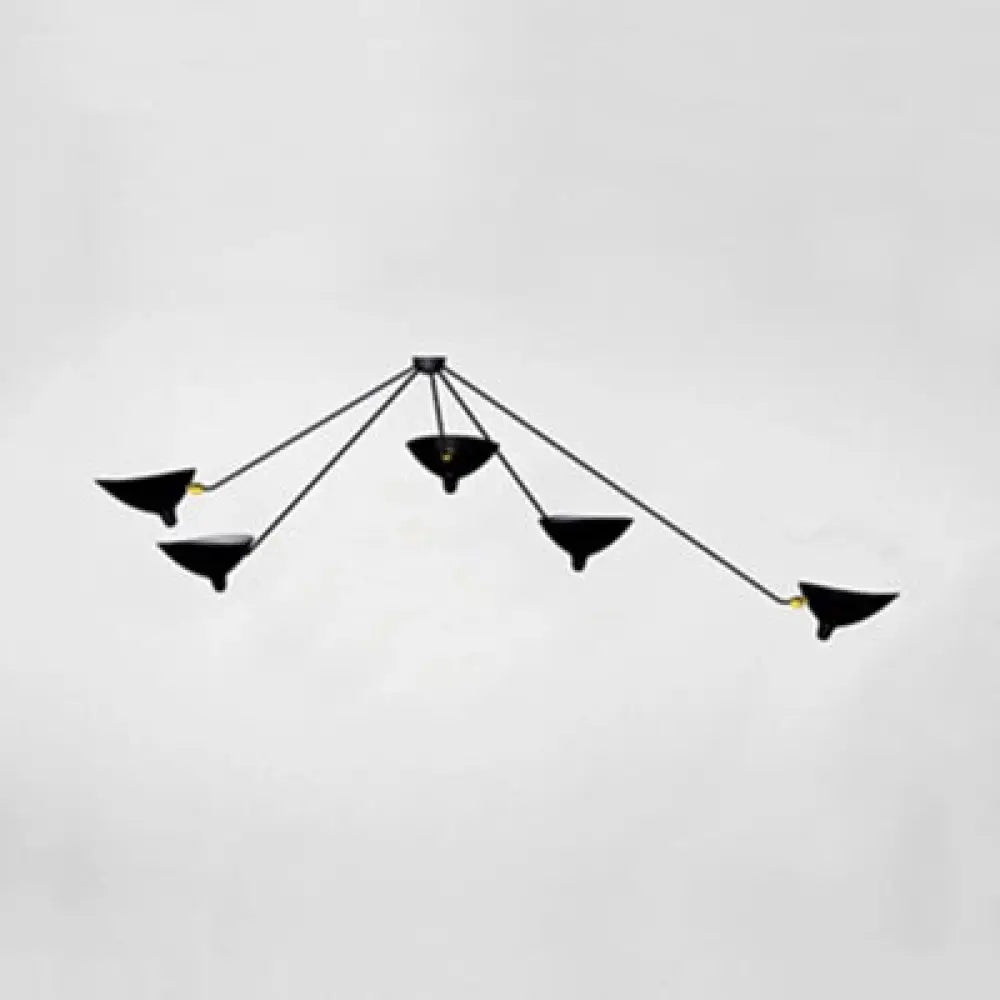 Metal Duckbill Hanging Lamp Post Modern 2/3/5 Lights Black Living Room Chandelier Light 5 / A