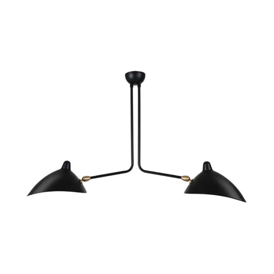 Metal Duckbill Hanging Lamp Post Modern 2/3/5 Lights Black Living Room Chandelier Light 2 / A