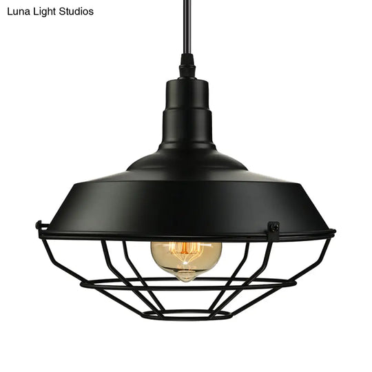 Metal Farmhouse Pendant Light With Barn Shade In Black - 1 Head 3 Sizes Available