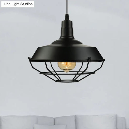 Farmhouse Style Pendant Light With Barn Shade - Black Metal 1 Head 10/14/18 Diameter Ideal For