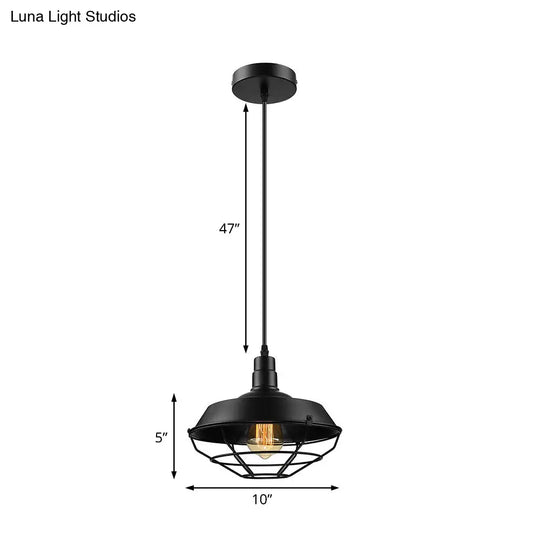 Farmhouse Style Pendant Light With Barn Shade - Black Metal 1 Head 10/14/18 Diameter Ideal For